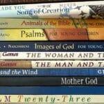 Stack of children's picture books showing titles on the book spines